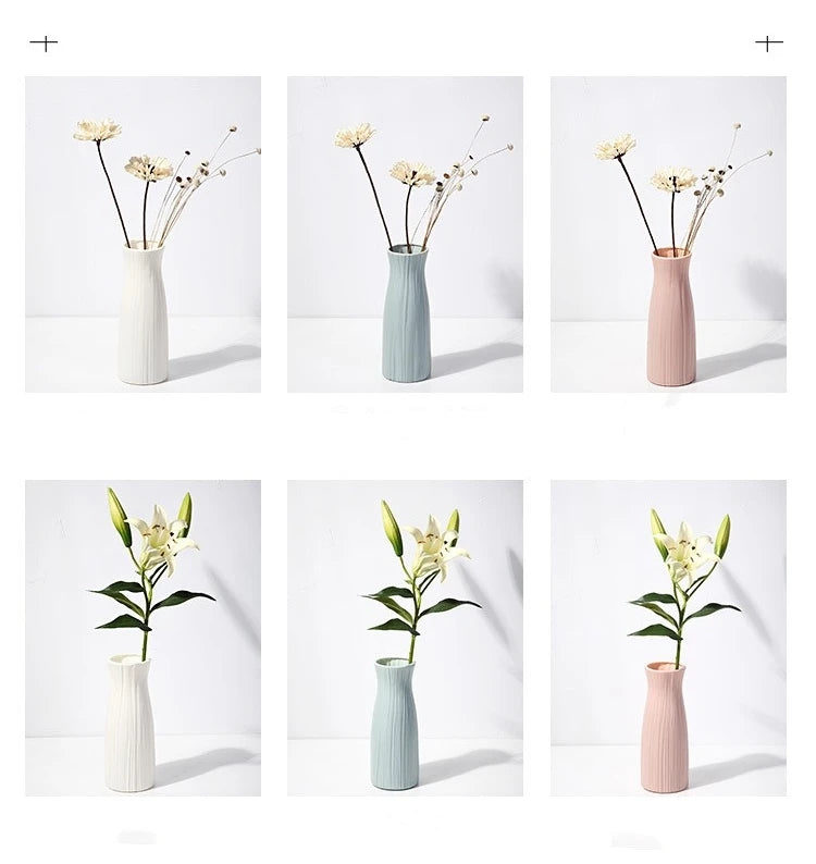 Nordic Plastic Vase – Modern Small Flower Pot for Home Decor