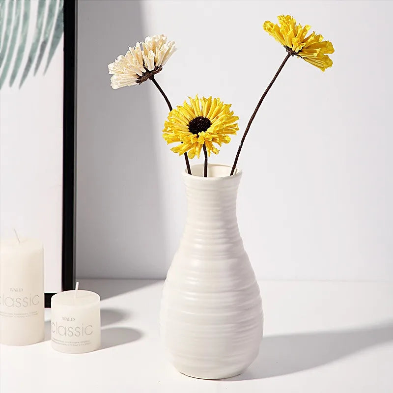 Nordic Plastic Vase – Modern Small Flower Pot for Home Decor