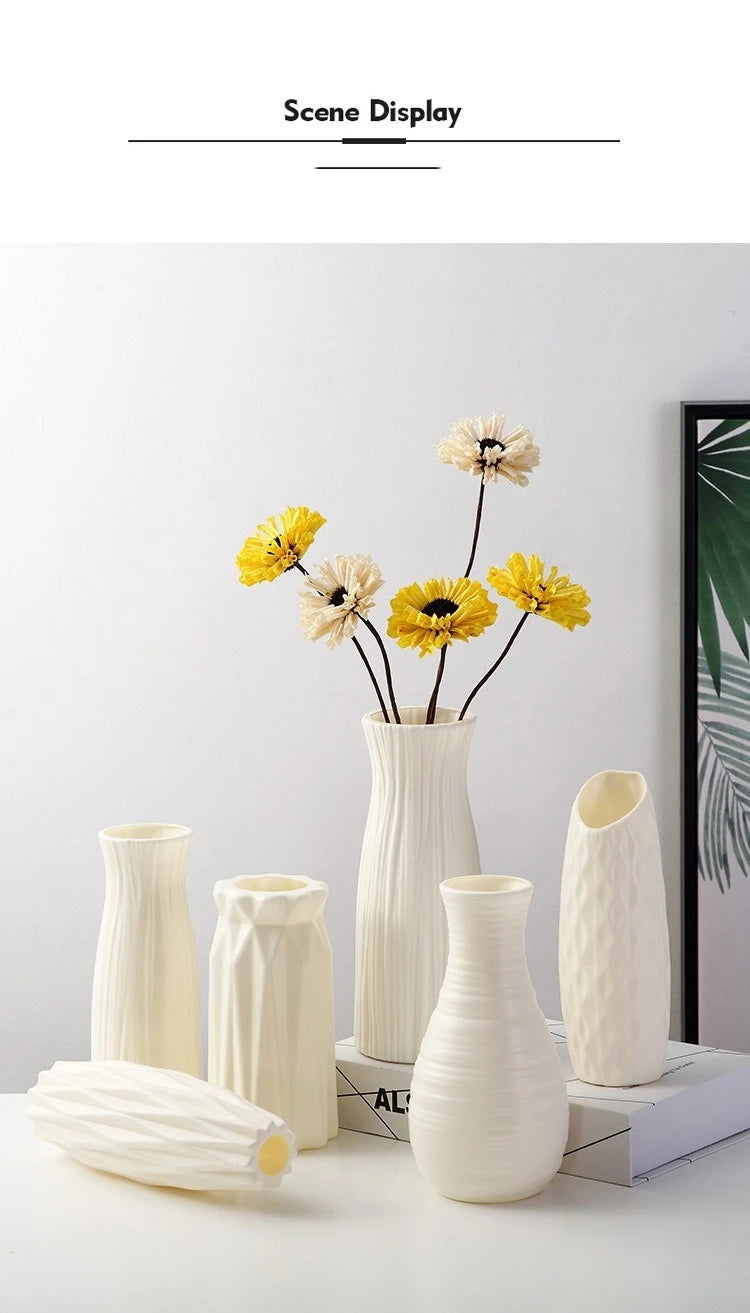 Nordic Plastic Vase – Modern Small Flower Pot for Home Decor