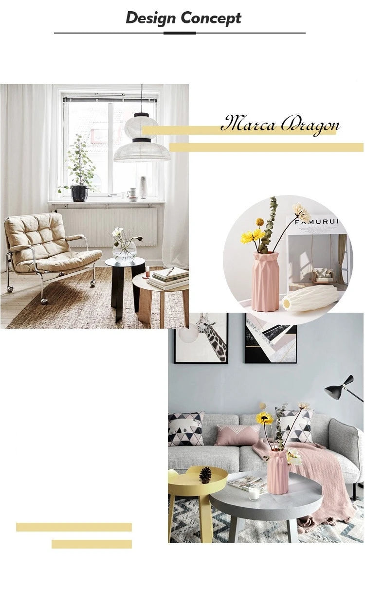 Nordic Plastic Vase – Modern Small Flower Pot for Home Decor