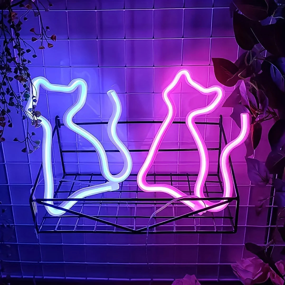 Cat LED neon light, USB/battery powered, birthday gift for boys and girls, bedroom, multi-purpose wall mounted lamp for parties