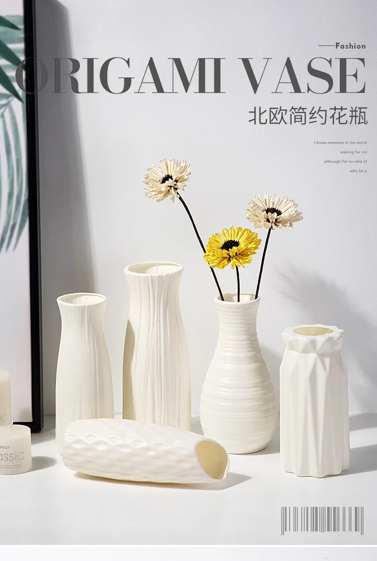 Nordic Plastic Vase – Modern Small Flower Pot for Home Decor