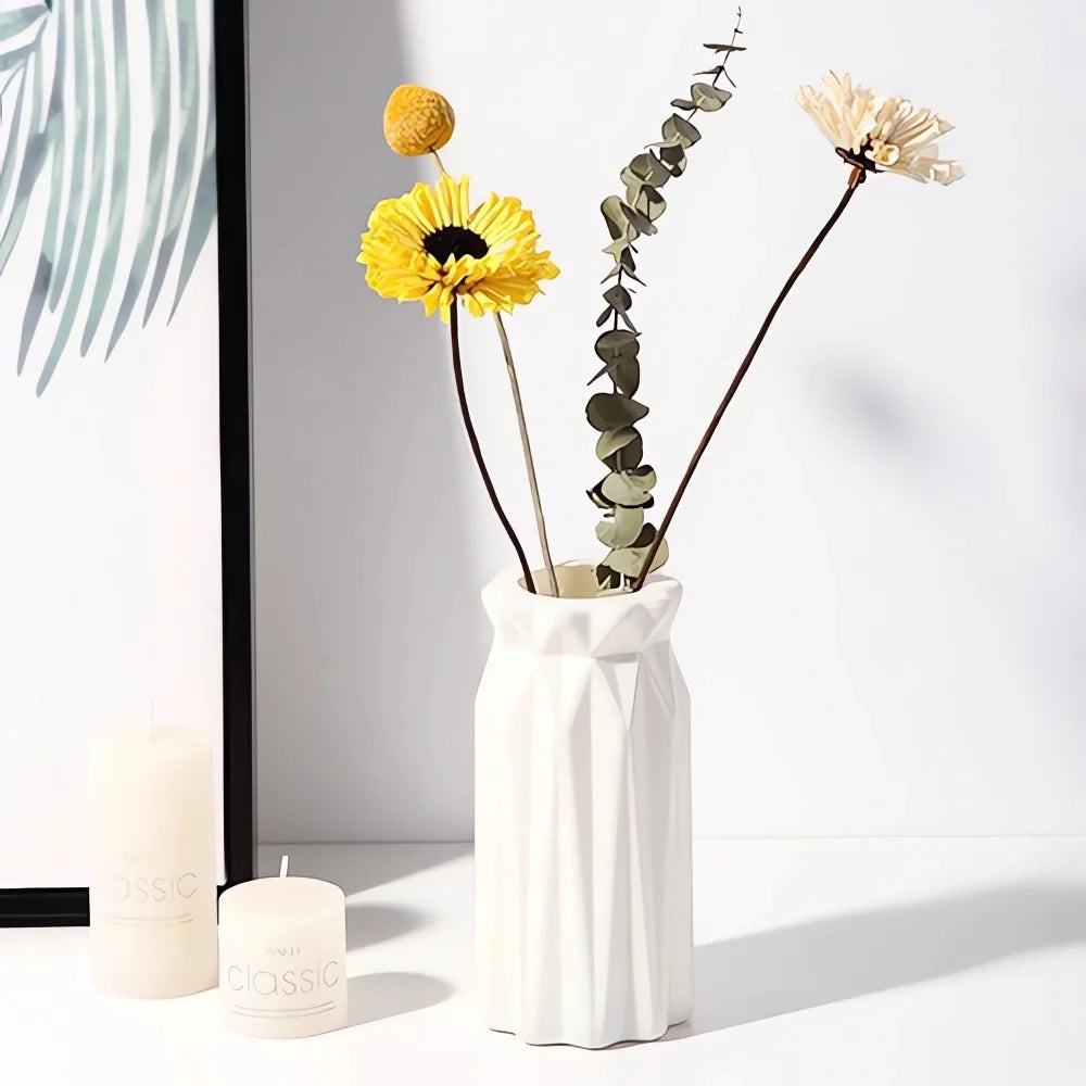 Nordic Plastic Vase – Modern Small Flower Pot for Home Decor
