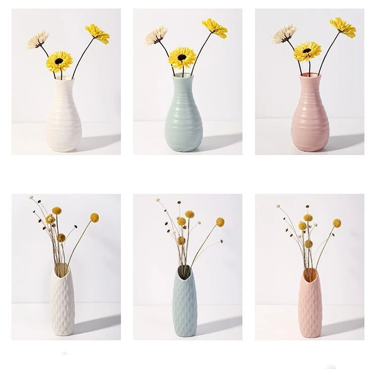 Nordic Plastic Vase – Modern Small Flower Pot for Home Decor