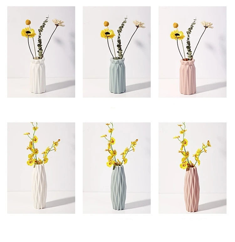 Nordic Plastic Vase – Modern Small Flower Pot for Home Decor