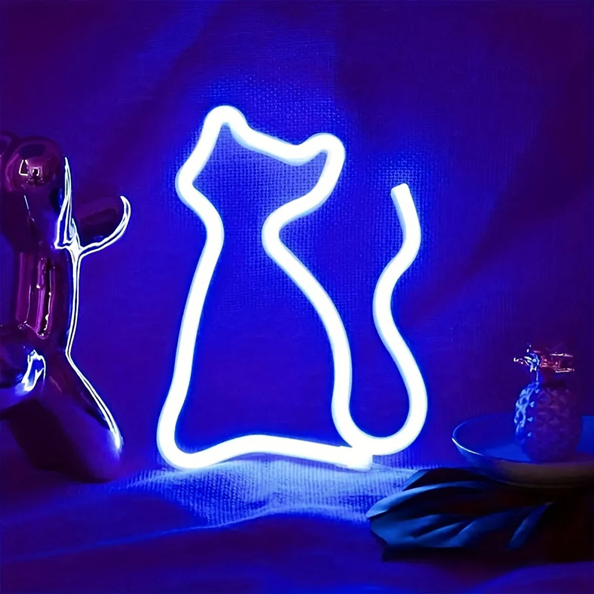 Cat LED neon light, USB/battery powered, birthday gift for boys and girls, bedroom, multi-purpose wall mounted lamp for parties