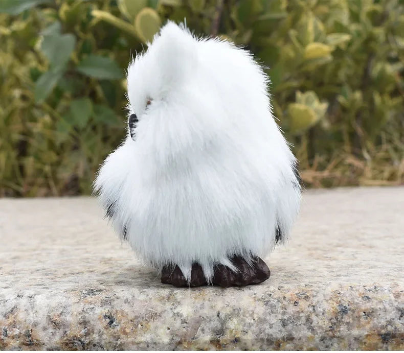Cute Artificial White Owl – Lifelike Plush Garden Ornament, Miniature Desktop Decor & Photo Prop