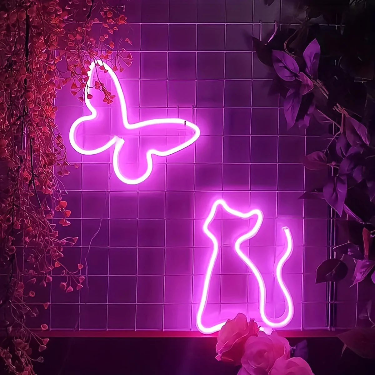 Cat LED neon light, USB/battery powered, birthday gift for boys and girls, bedroom, multi-purpose wall mounted lamp for parties