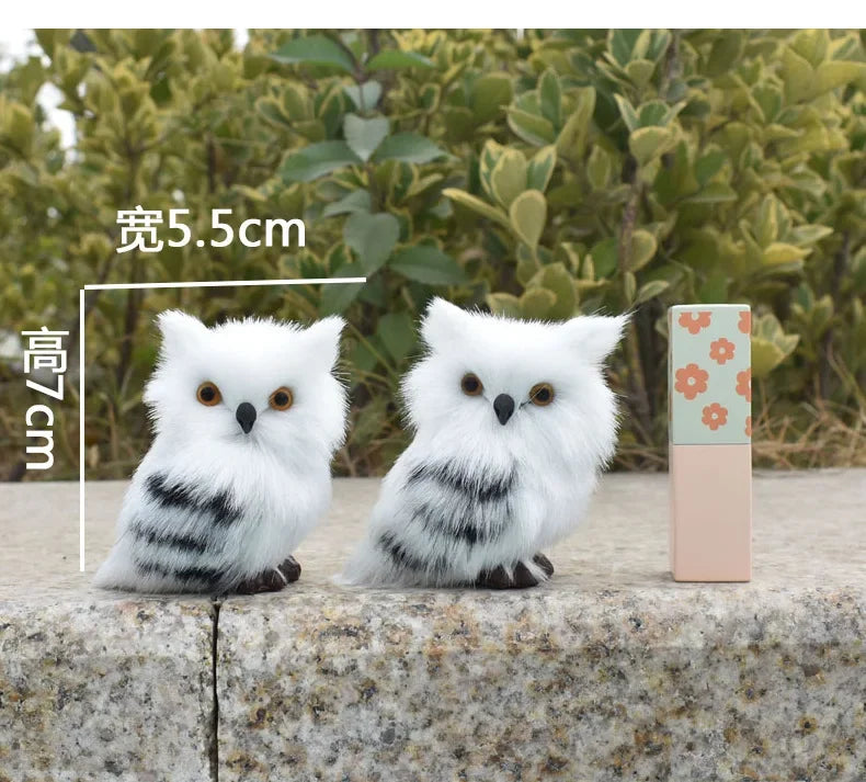 Cute Artificial White Owl – Lifelike Plush Garden Ornament, Miniature Desktop Decor & Photo Prop