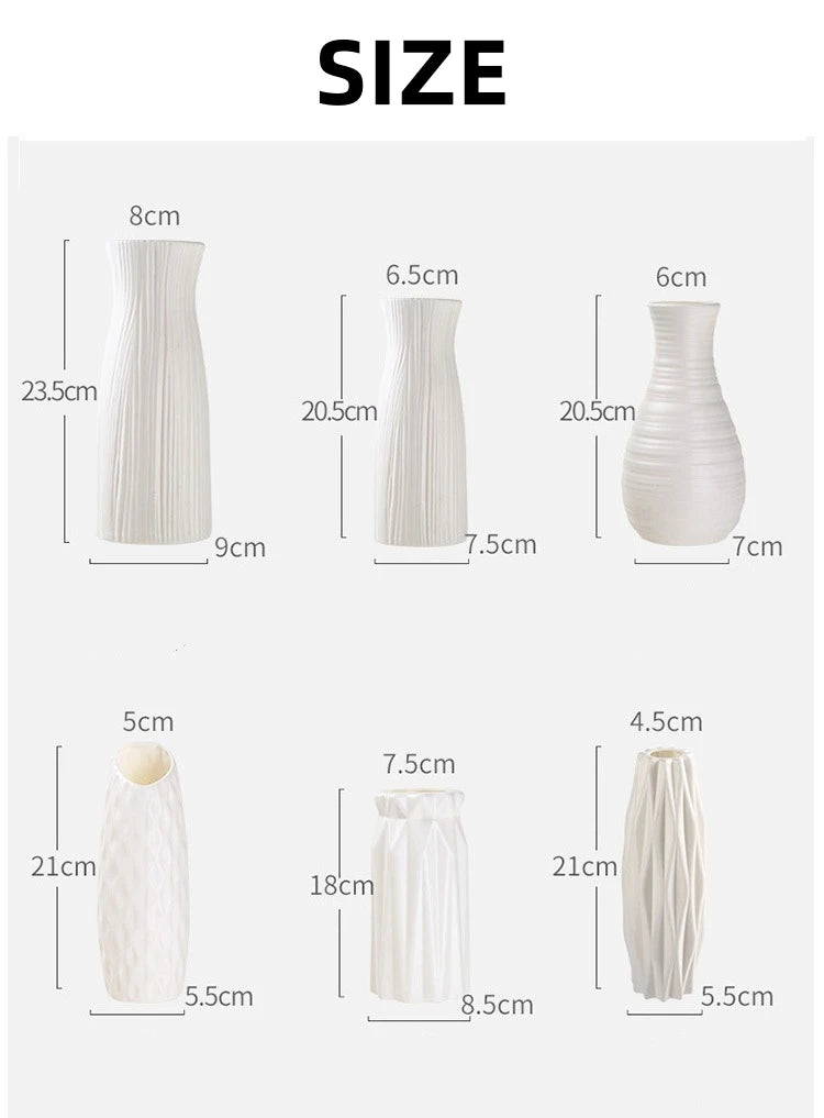 Nordic Plastic Vase – Modern Small Flower Pot for Home Decor