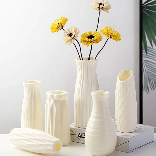 Nordic Plastic Vase – Modern Small Flower Pot for Home Decor