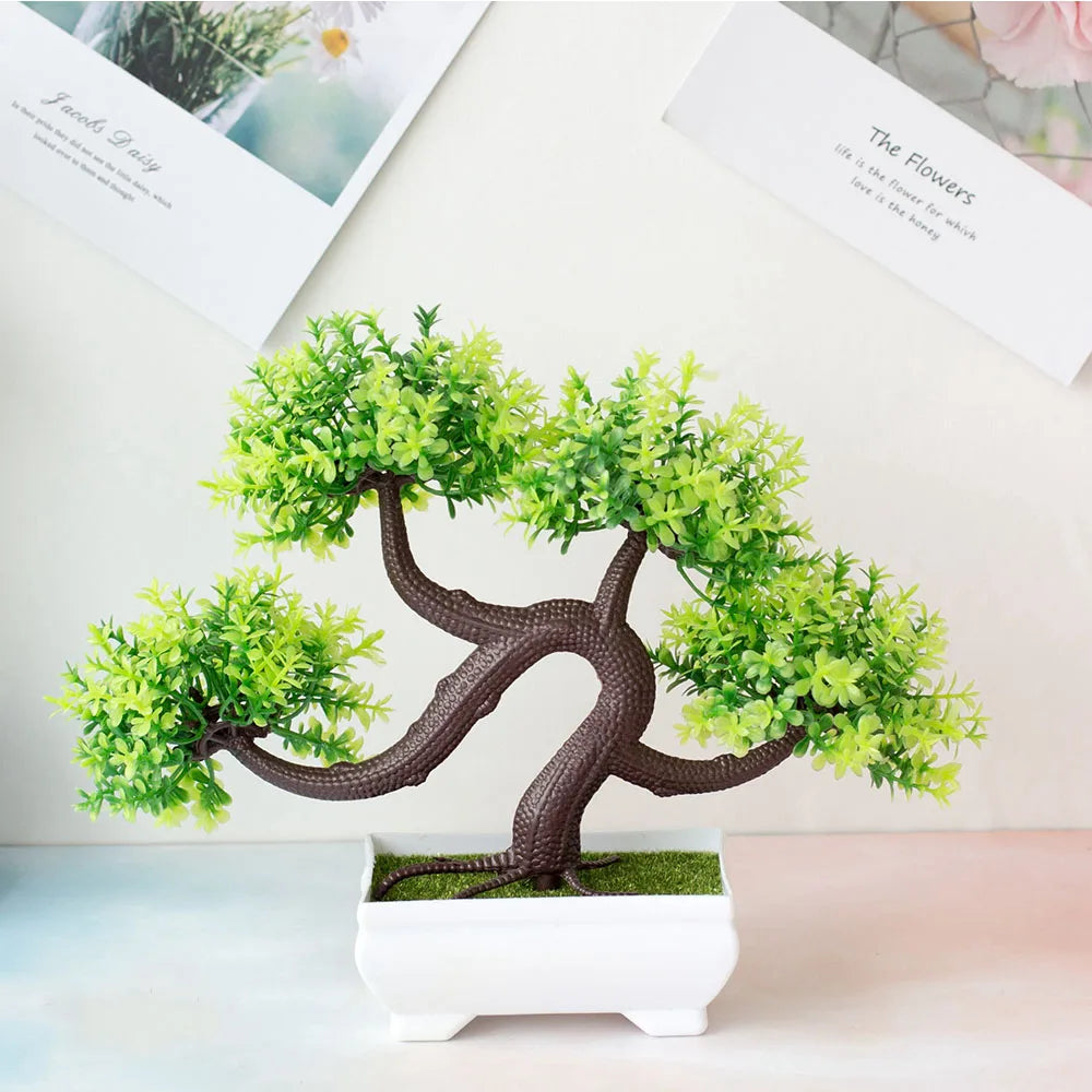 Artificial Bonsai Tree in Pot – Small Fake Plants for Home, Office, Garden & Tabletop Decoration