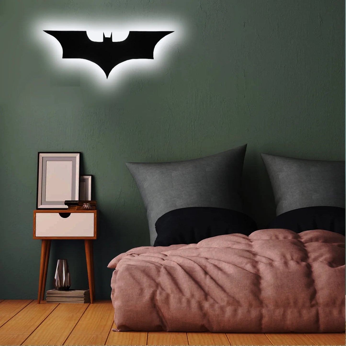 Modern Creative Wooden Background Wall Decorative Wall Lamp Remote Control 16-color Night Light Cable 2 Meters