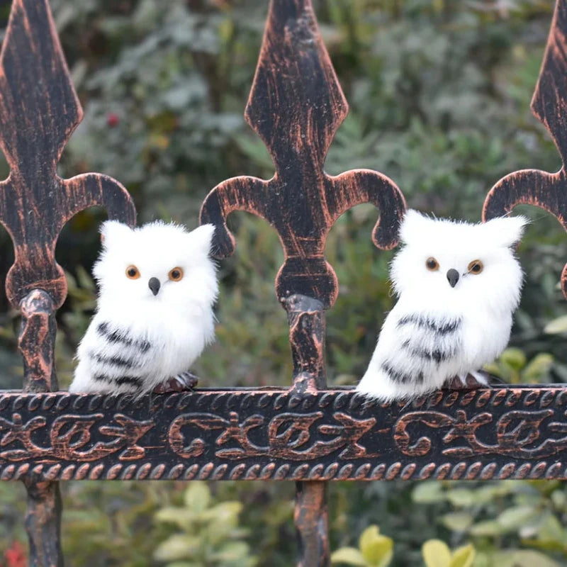 Cute Artificial White Owl – Lifelike Plush Garden Ornament, Miniature Desktop Decor & Photo Prop