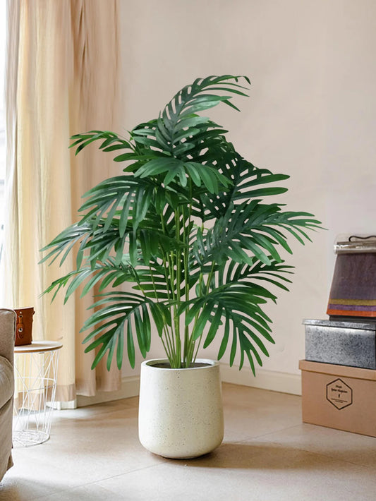Large Artificial Palm Tree 70–80cm – Tropical Monstera Fake Plant with Green Leaves for Home